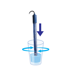 Tremper la sonde dans la solution de rinçage